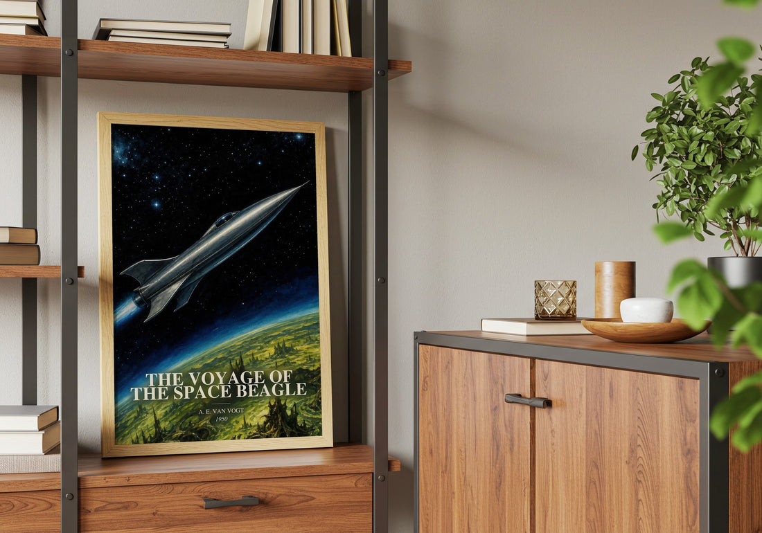 The Voyage of the Space Beagle book watercolour illustration paper finish options – matte satin gloss