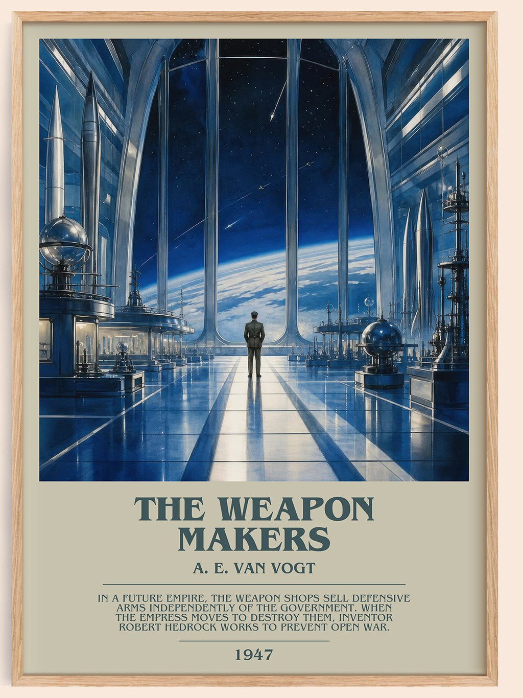 The Weapon Makers bookish book poster by A. E. van Vogt – framed literary art print