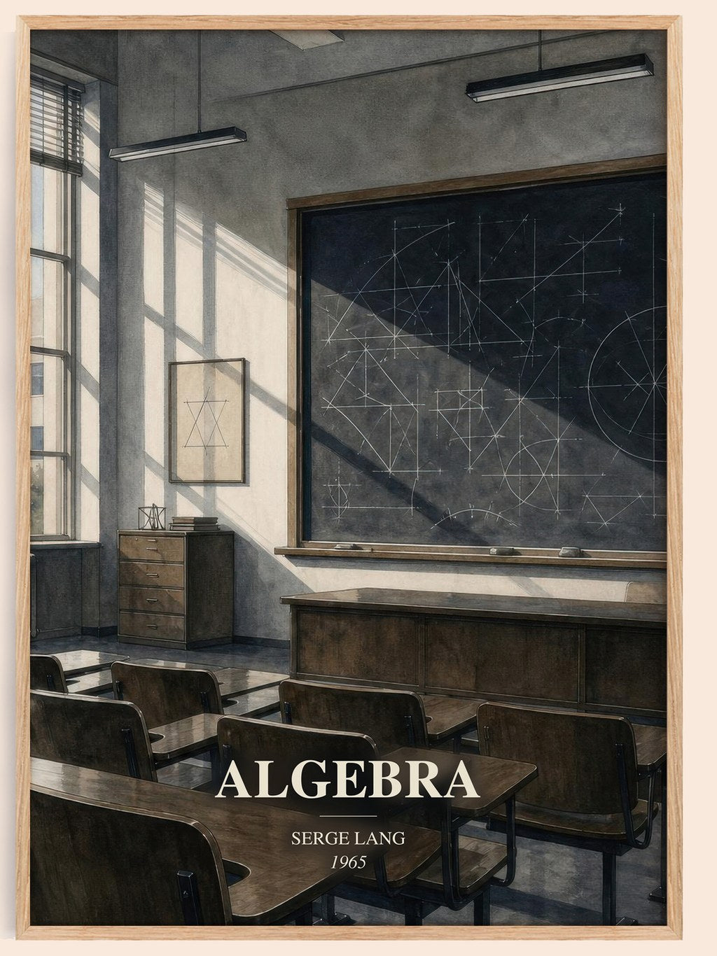 Algebra watercolour book poster by Serge Lang – framed literary art print