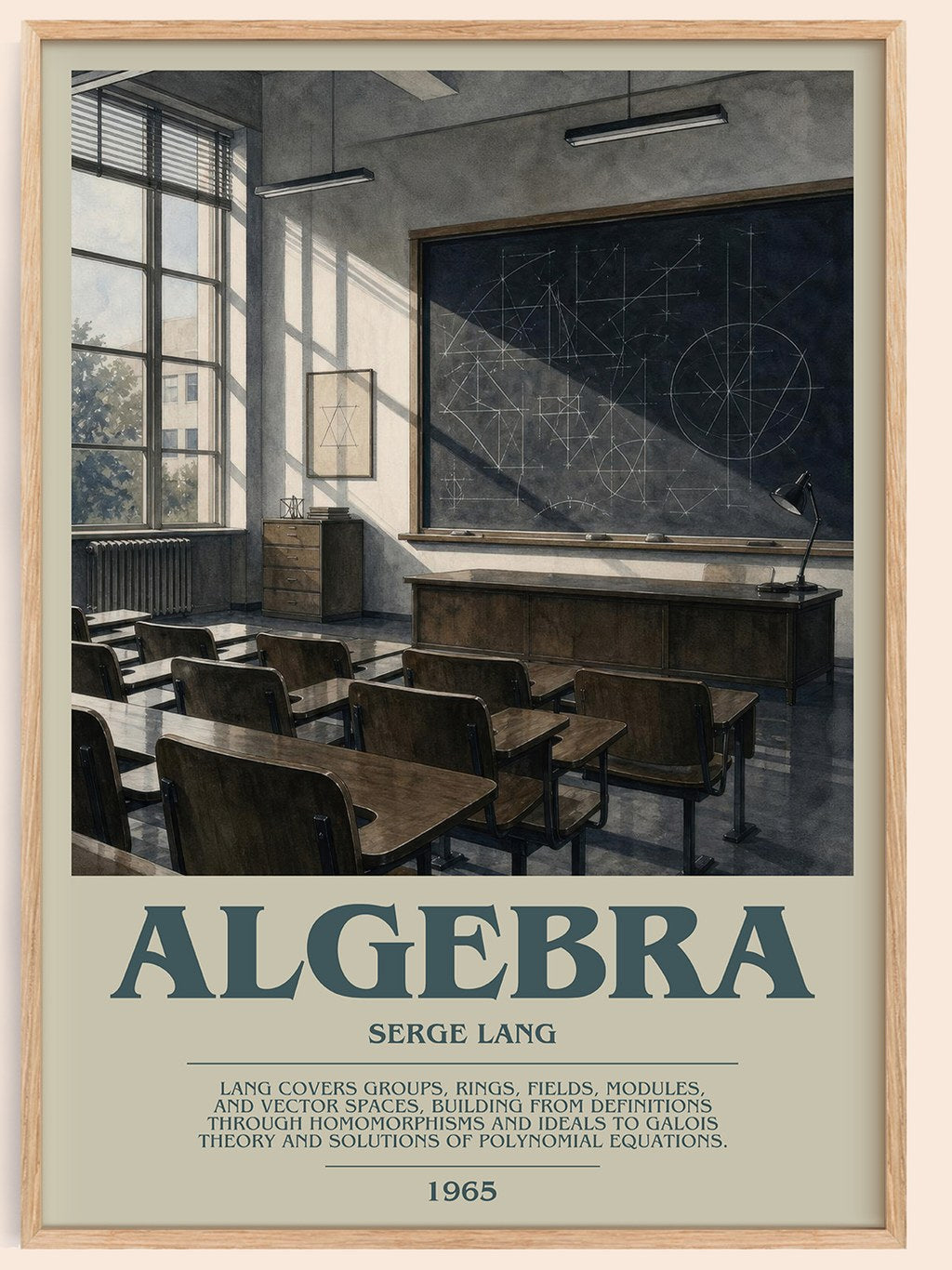 Algebra bookish book poster by Serge Lang – framed literary art print