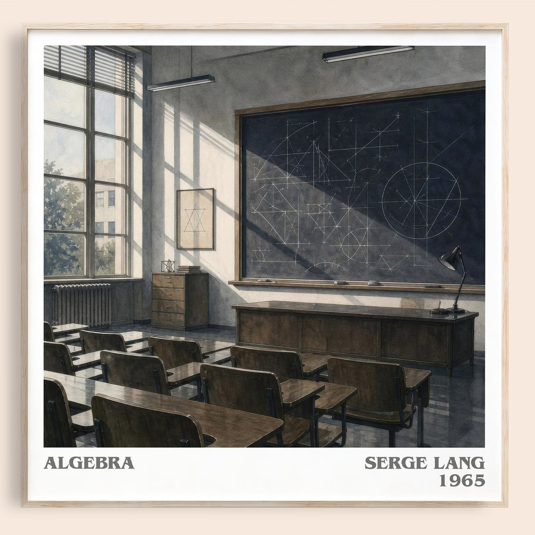 Algebra literary book poster by Serge Lang – framed literary art print