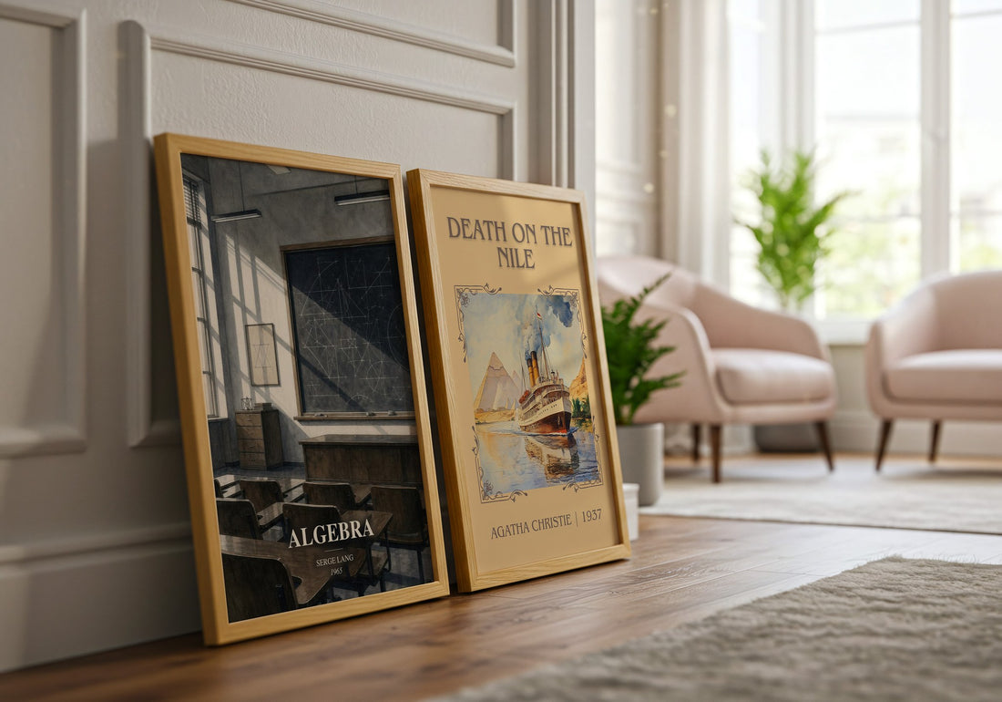 Algebra watercolour print framed by window – literary home decor