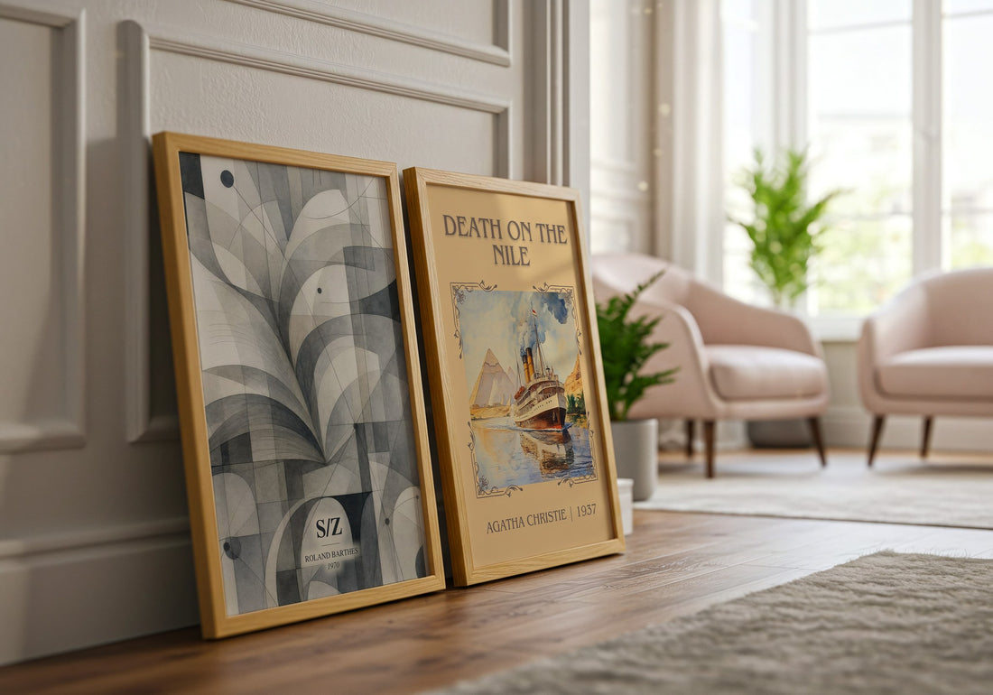 S/Z watercolour print framed by window – literary home decor