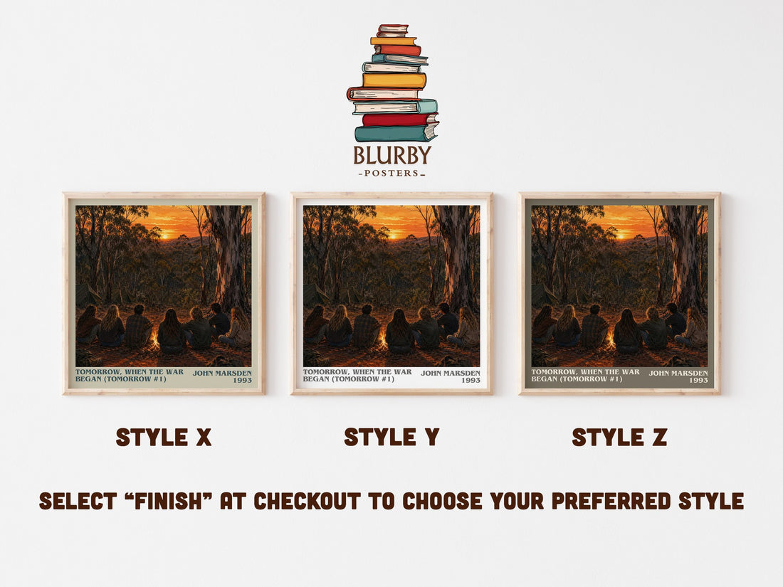 Tomorrow, when the war began (Tomorrow #1) literary print in frame leaning in hallway – young adult wall art (mockup)