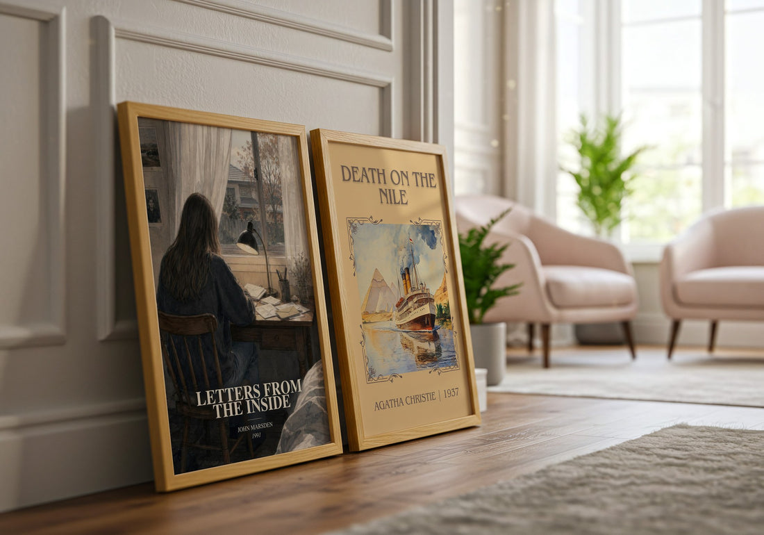 Letters from the inside watercolour print framed by window – literary home decor