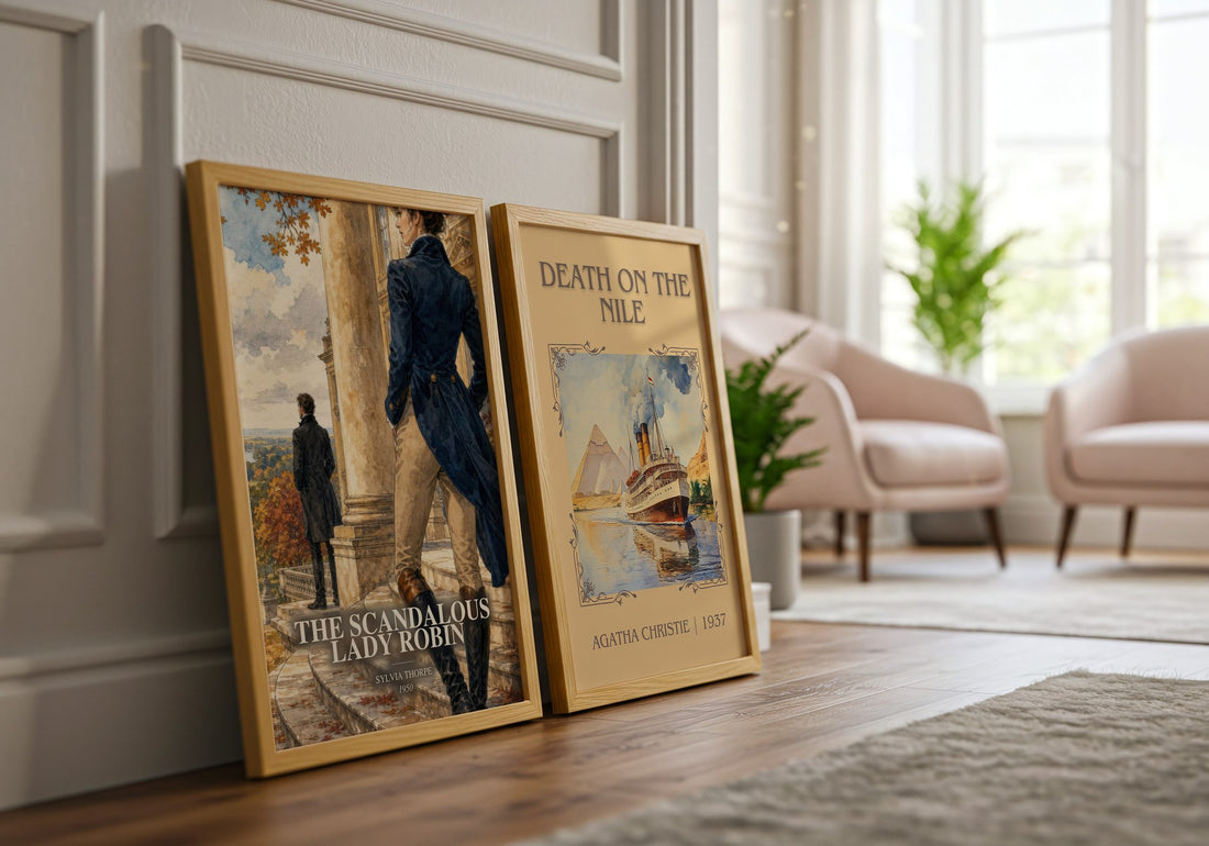 The Scandalous Lady Robin watercolour print framed by window – literary home decor