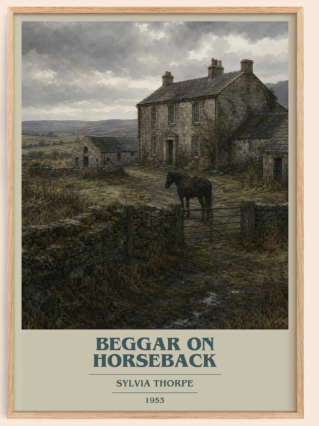 Beggar on Horseback book cover book poster by Sylvia Thorpe – framed literary art print