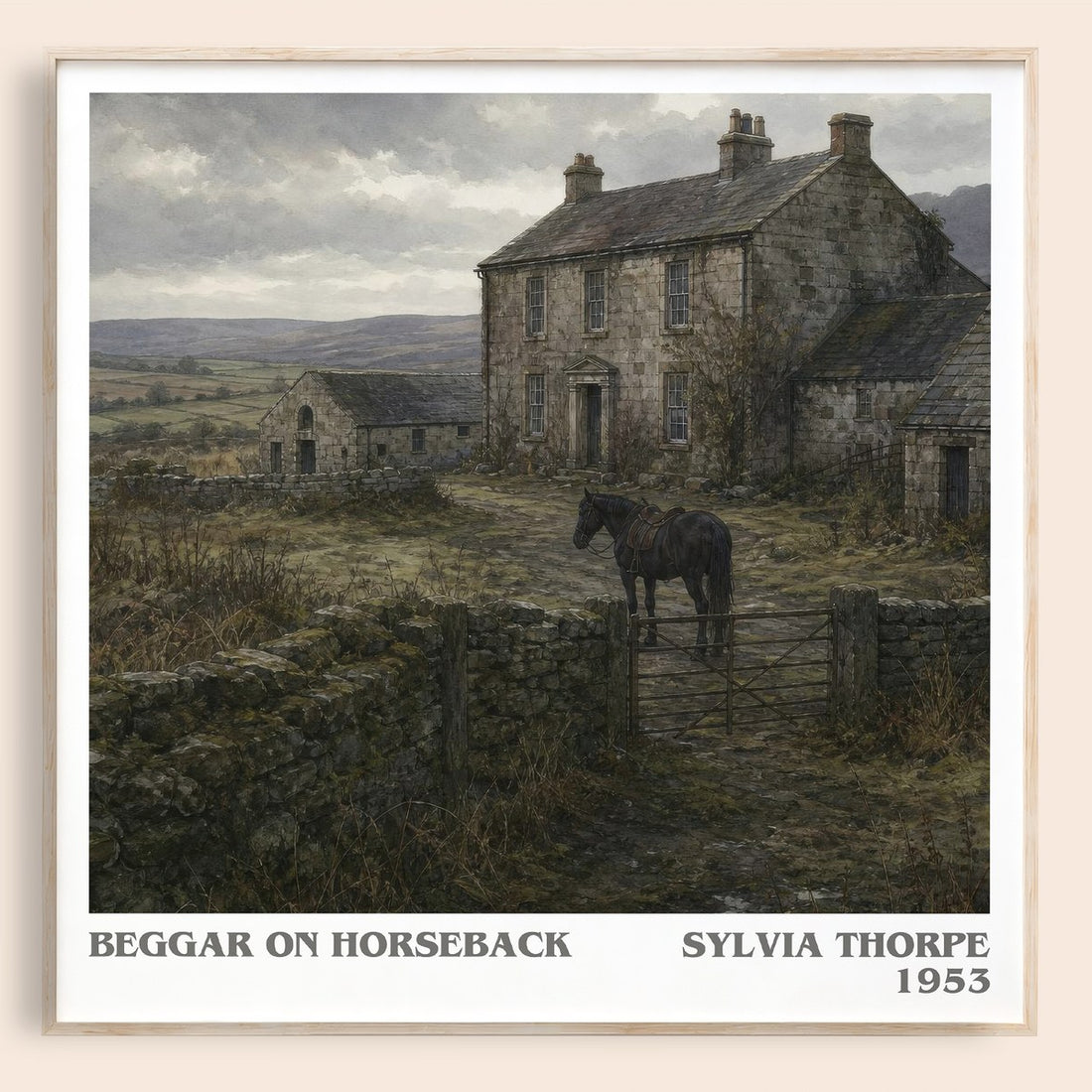 Beggar on Horseback literary book poster by Sylvia Thorpe – framed literary art print