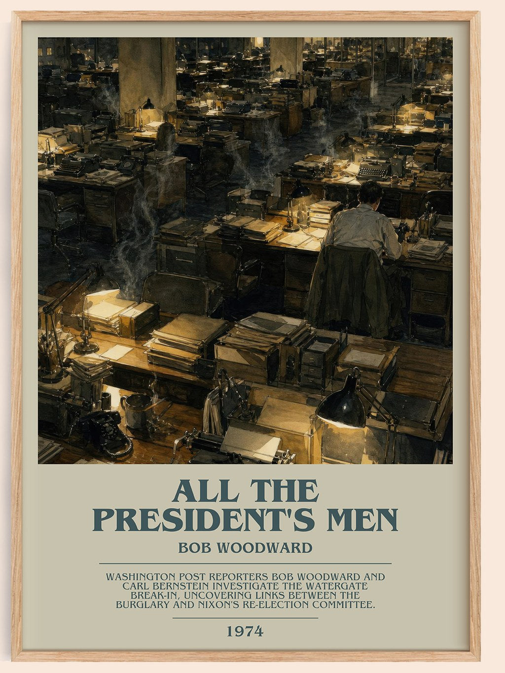 All the President's Men bookish book poster by Bob Woodward – framed literary art print