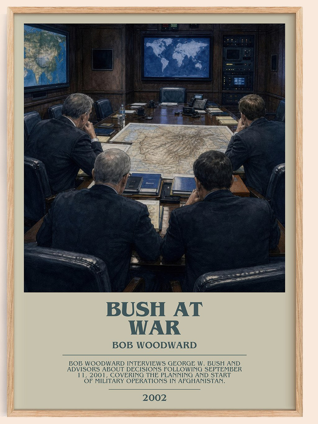 Bush at war bookish book poster by Bob Woodward – framed literary art print