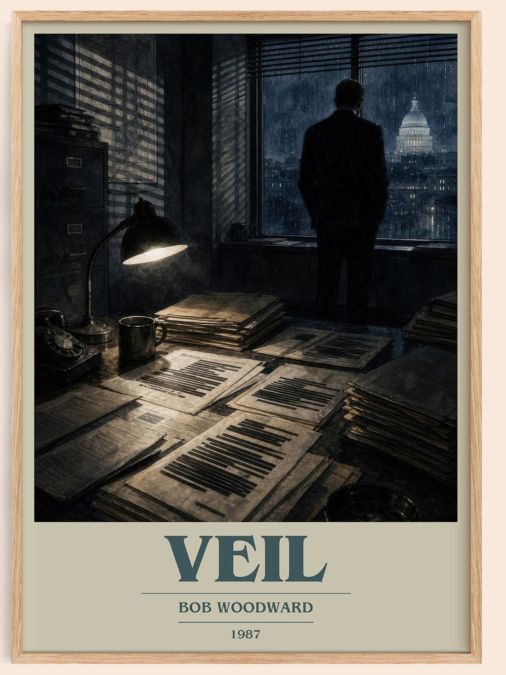 Veil book cover book poster by Bob Woodward – framed literary art print