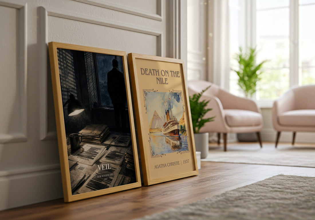 Veil watercolour print framed by window – literary home decor