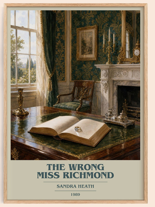 The Wrong Miss Richmond book cover book poster by Sandra Heath – framed literary art print
