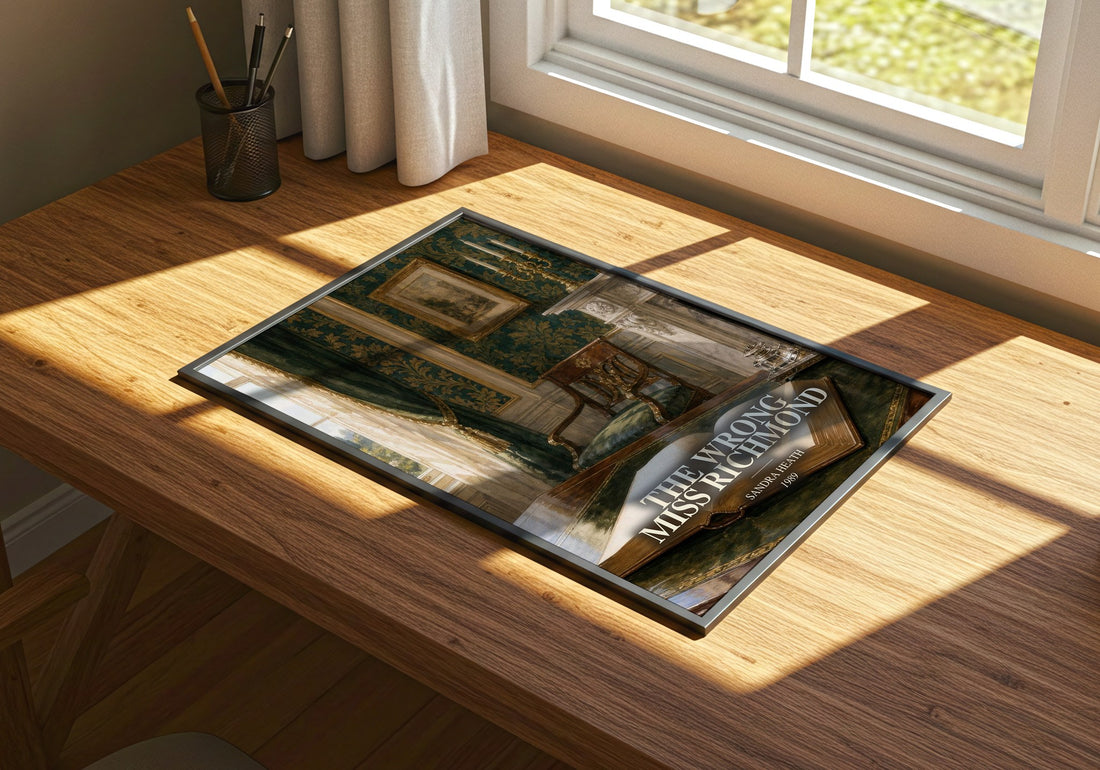 The Wrong Miss Richmond watercolour book poster framed on wall – romance wall art