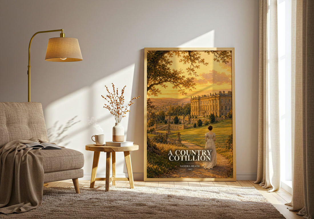 A Country Cotillion watercolour print in frame leaning in hallway – romance wall art