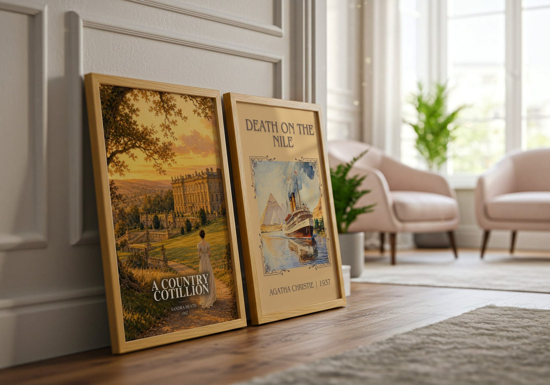A Country Cotillion watercolour print framed by window – literary home decor