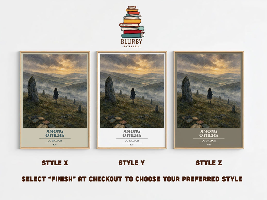 Among Others book cover print in frame leaning in hallway – fantasy wall art (mockup)