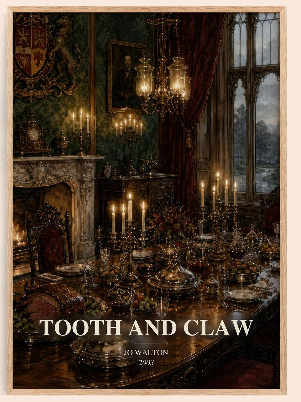 Tooth and Claw watercolour book poster by Jo Walton – framed literary art print