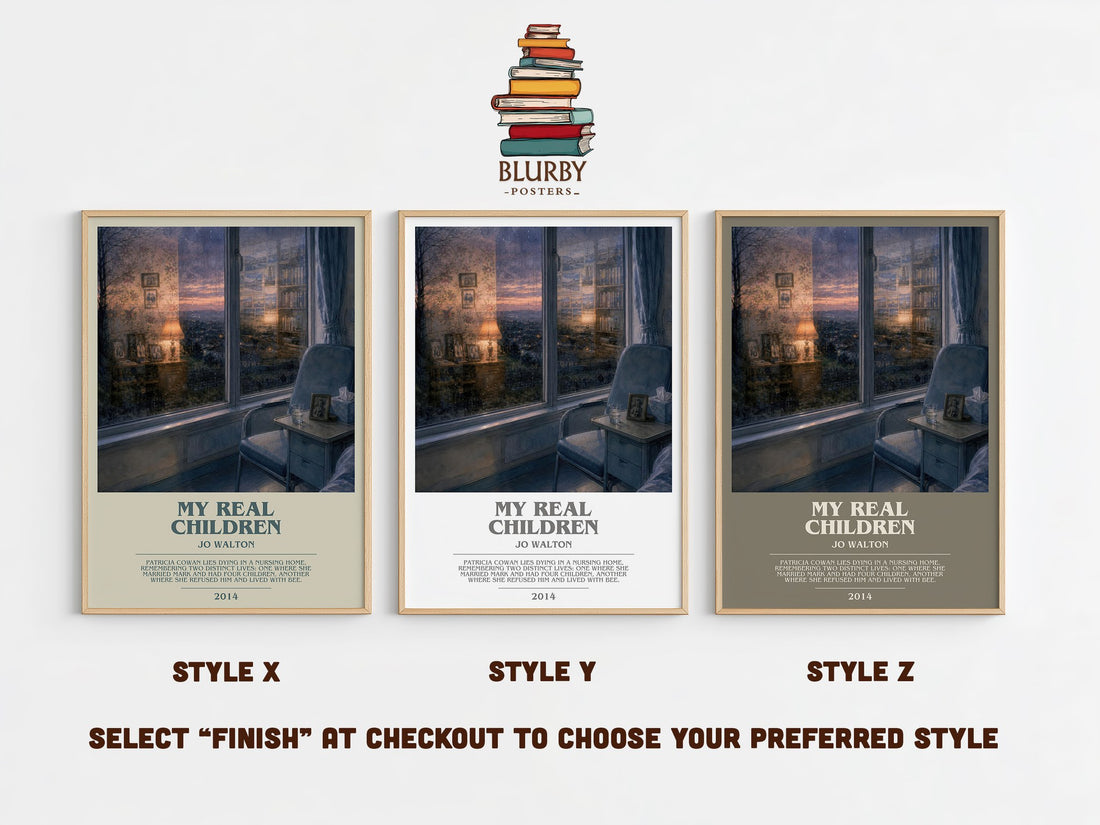My real children bookish print in frame leaning in hallway – literary fiction wall art (mockup)