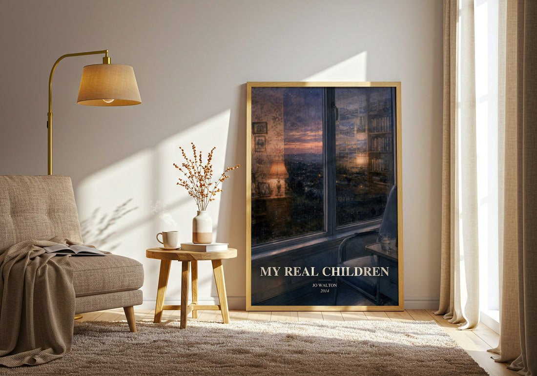My real children watercolour print in frame leaning in hallway – literary fiction wall art