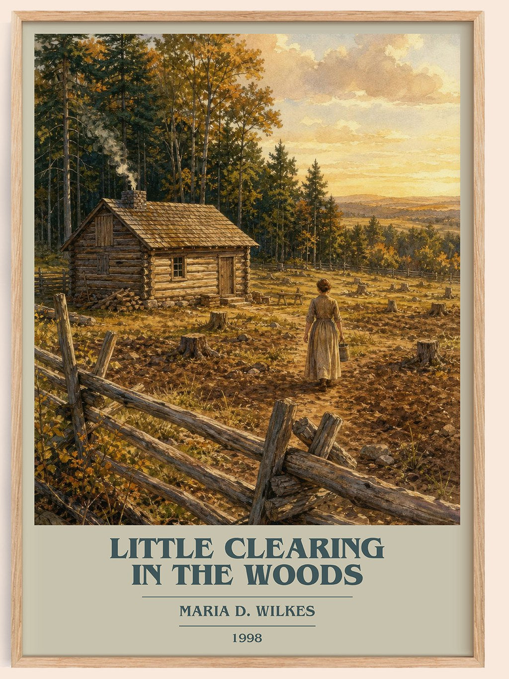 Little Clearing in the Woods book cover book poster by Maria D. Wilkes – framed literary art print