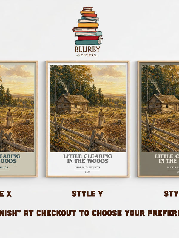Little Clearing in the Woods book cover print in frame leaning in hallway – childrens wall art