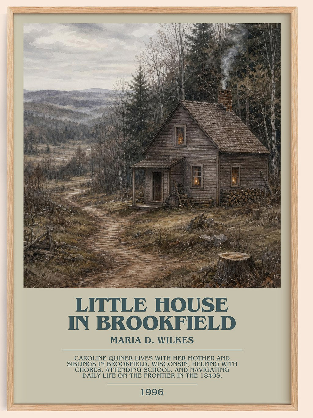 Little house in Brookfield bookish book poster by Maria D. Wilkes – framed literary art print