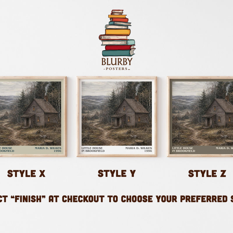 Little house in Brookfield literary print in frame leaning in hallway – childrens wall art