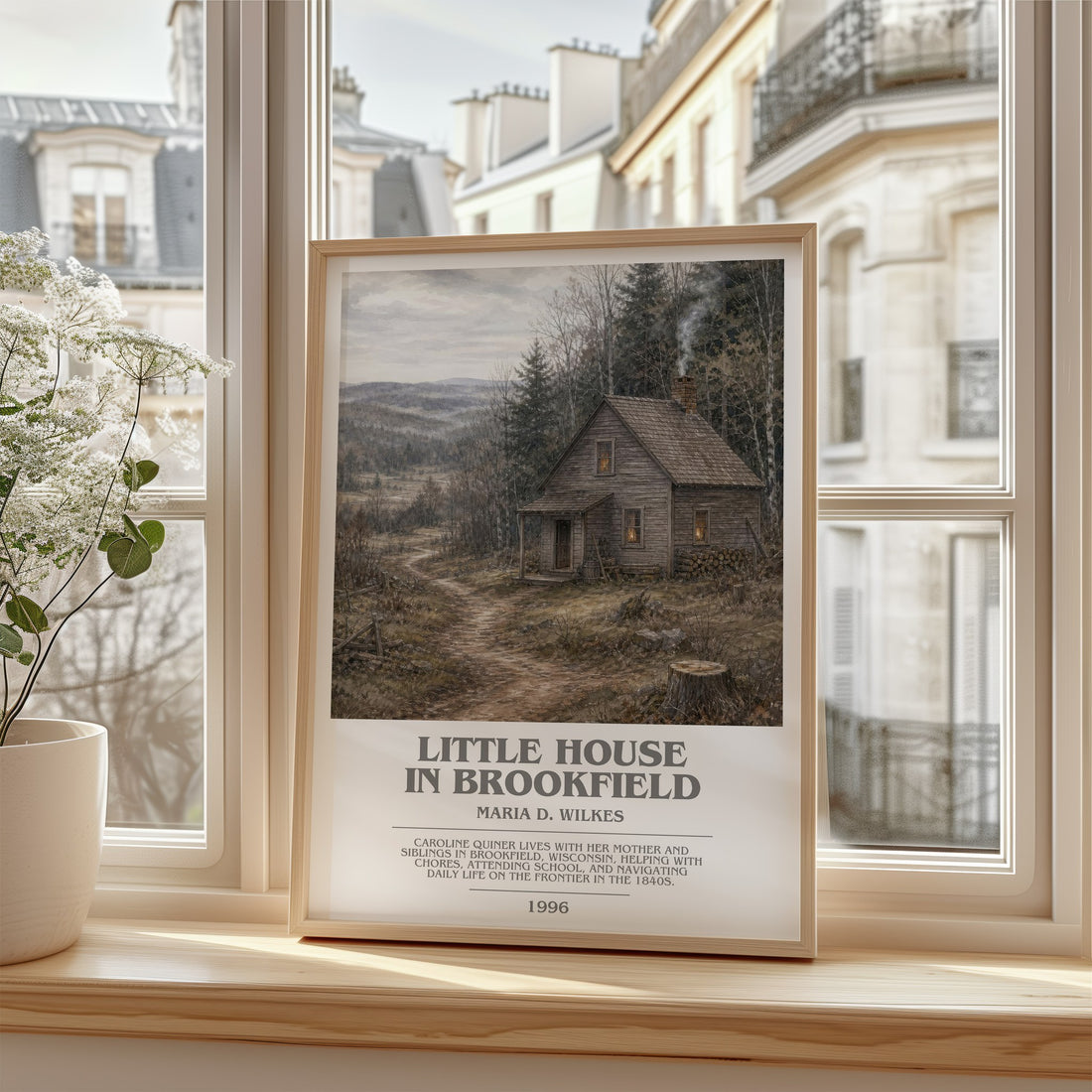 Little house in Brookfield bookish poster colour and style options – Maria D. Wilkes book art
