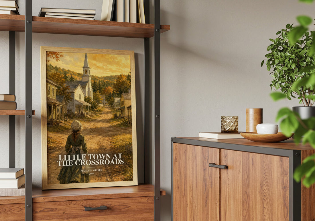 Little Town at the Crossroads book watercolour illustration paper finish options – matte satin gloss