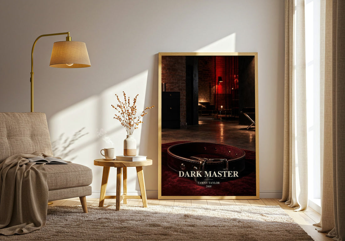 Dark Master watercolour print in frame leaning in hallway – romance wall art