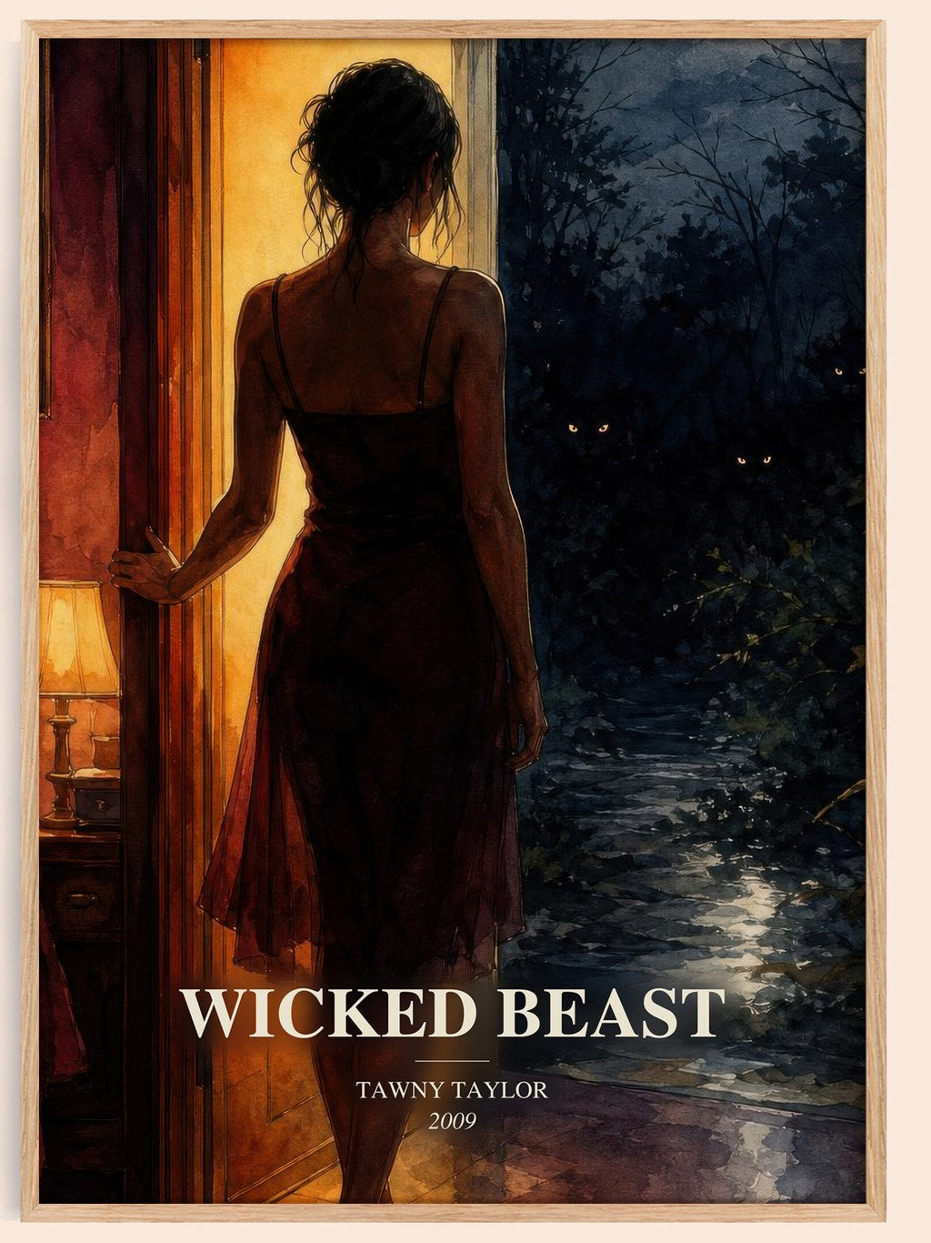 Wicked beast watercolour book poster by Tawny Taylor – framed literary art print