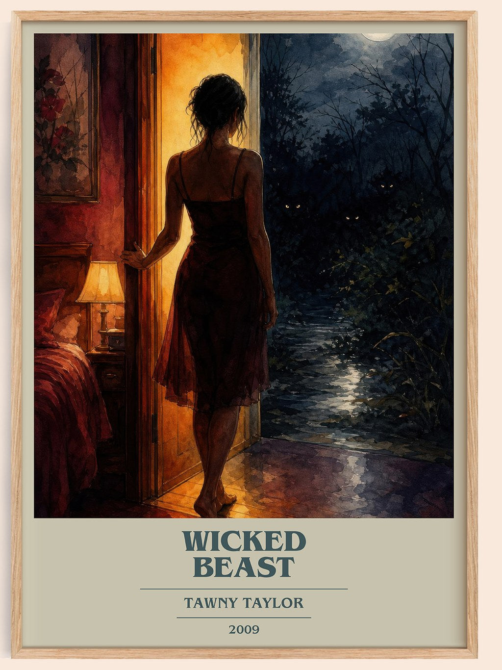Wicked beast book cover book poster by Tawny Taylor – framed literary art print