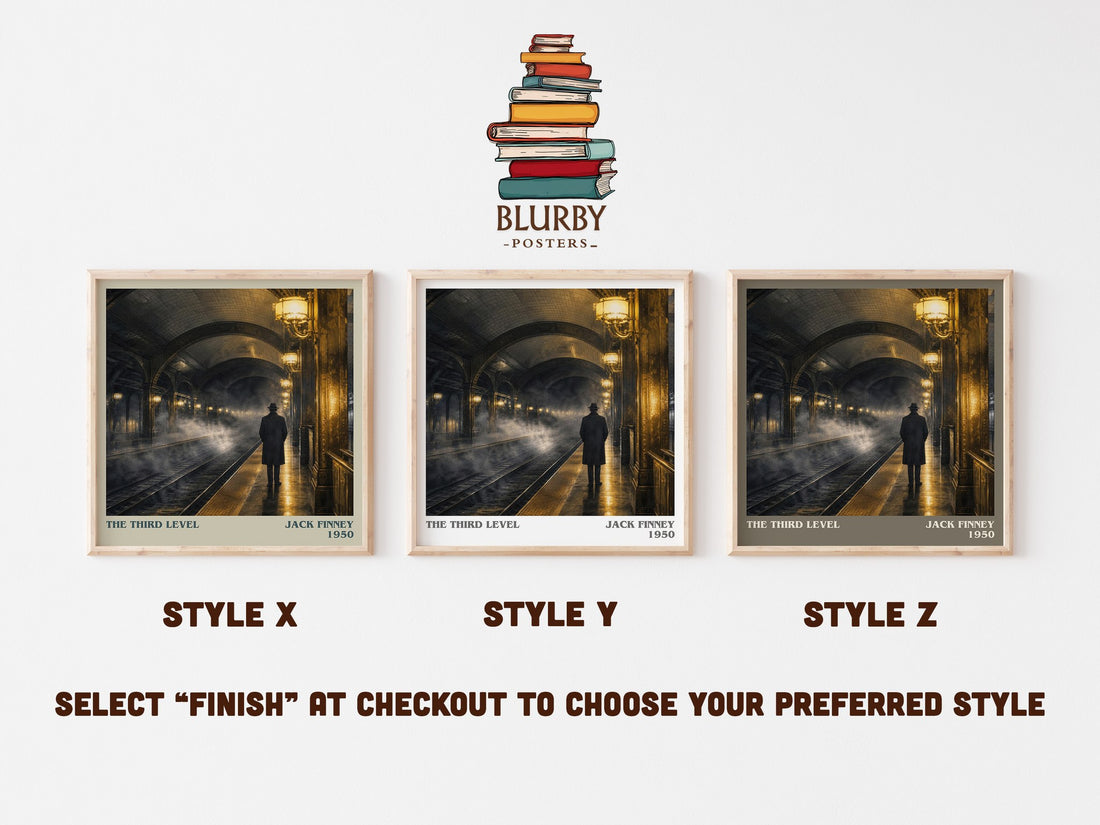 The third level literary print in frame leaning in hallway – sci fi wall art (mockup)