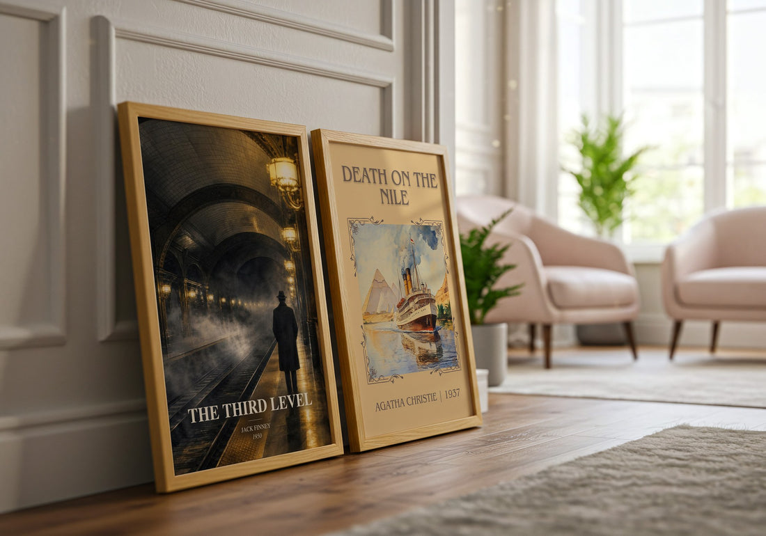 The third level watercolour print framed by window – literary home decor