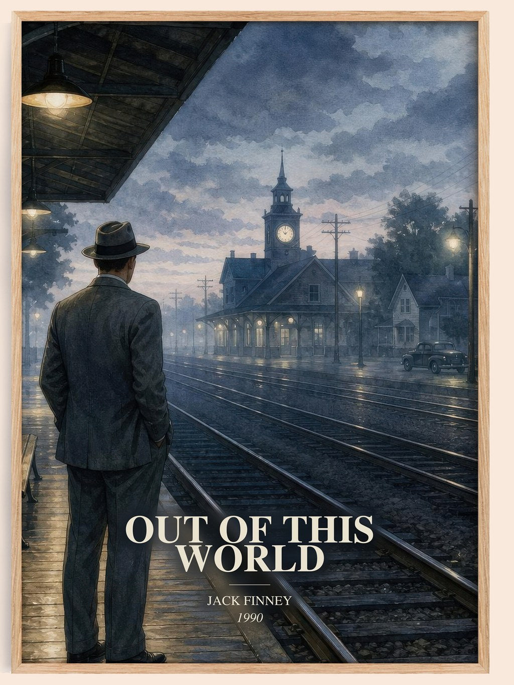 Out of this world watercolour book poster by Jack Finney – framed literary art print