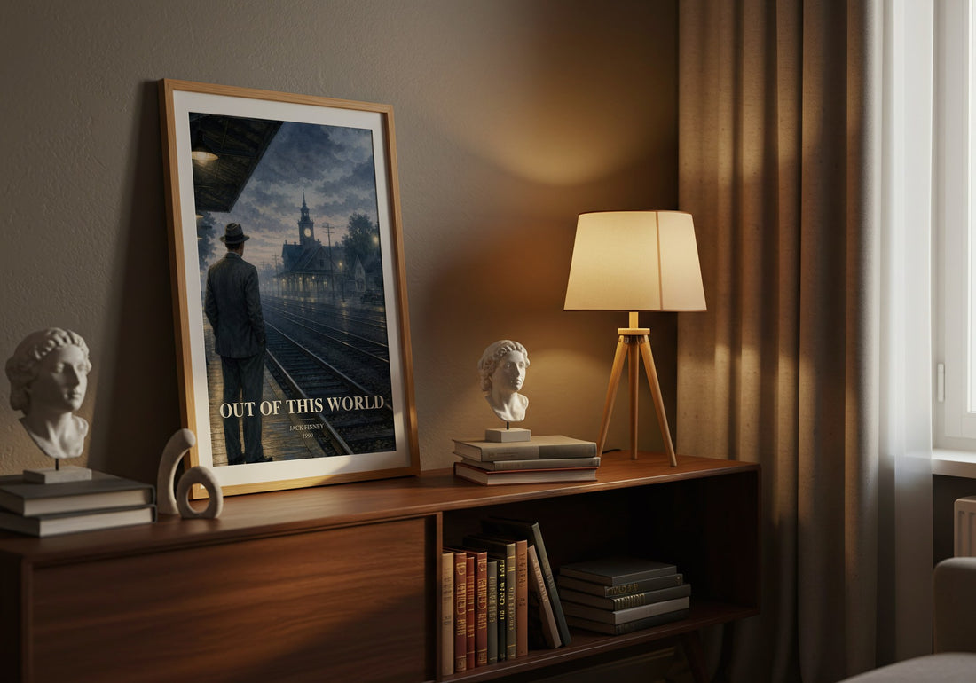 Out of this world watercolour print on bookshelf – Jack Finney fan gift