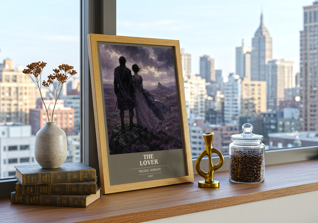 The Lover book cover print framed by window – literary home decor