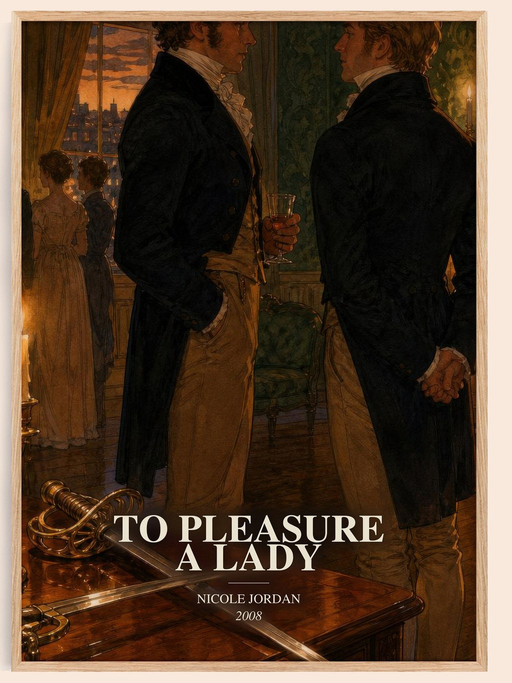 To Pleasure A Lady watercolour book poster by Nicole Jordan – framed literary art print