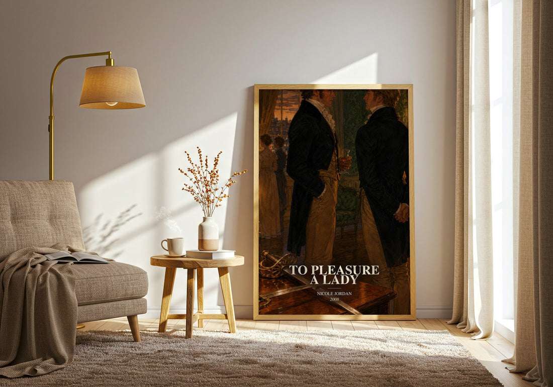 To Pleasure A Lady watercolour print in frame leaning in hallway – romance wall art