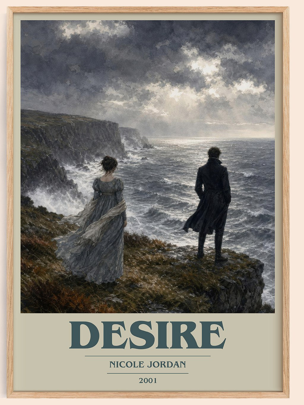 Desire book cover book poster by Nicole Jordan – framed literary art print