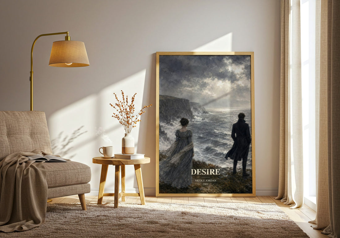 Desire watercolour print in frame leaning in hallway – romance wall art