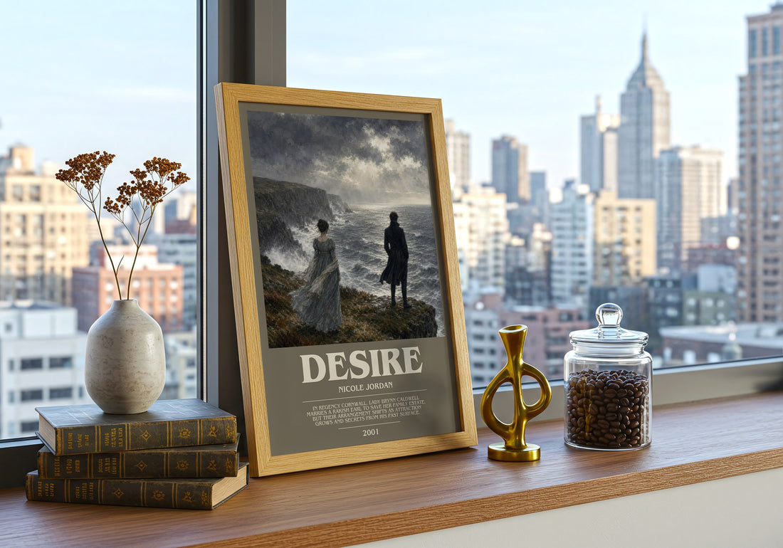 Desire bookish print framed by window – literary home decor