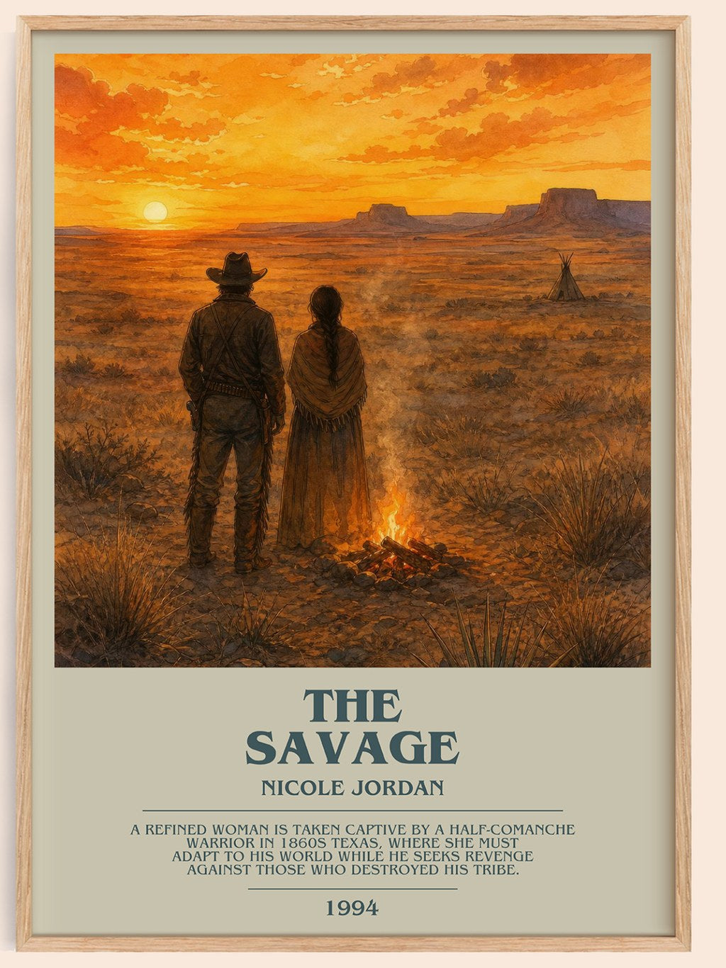 The Savage bookish book poster by Nicole Jordan – framed literary art print