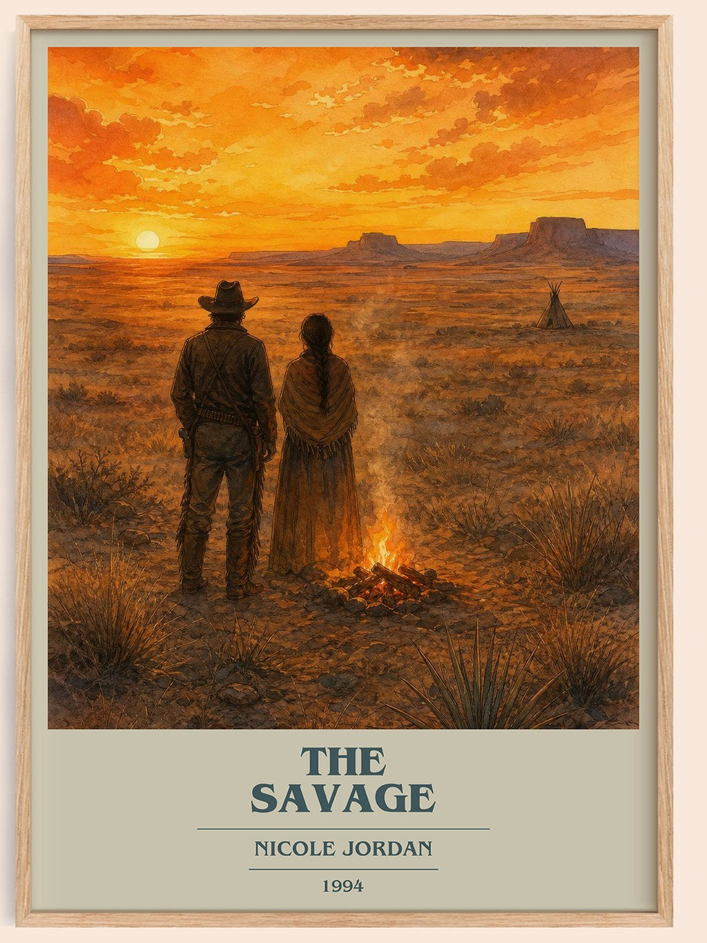 The Savage book cover book poster by Nicole Jordan – framed literary art print