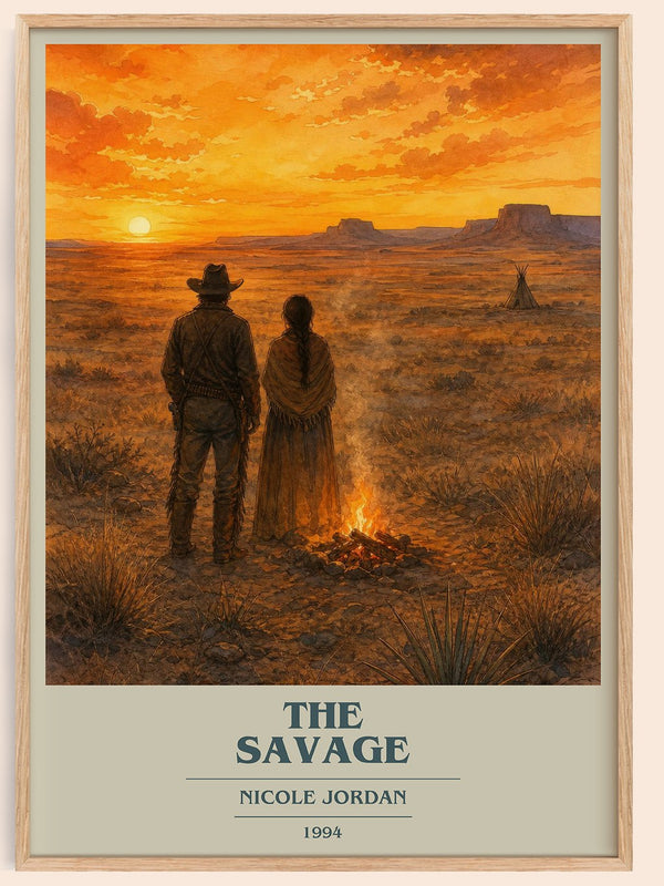 The Savage book cover book poster by Nicole Jordan – framed literary art print