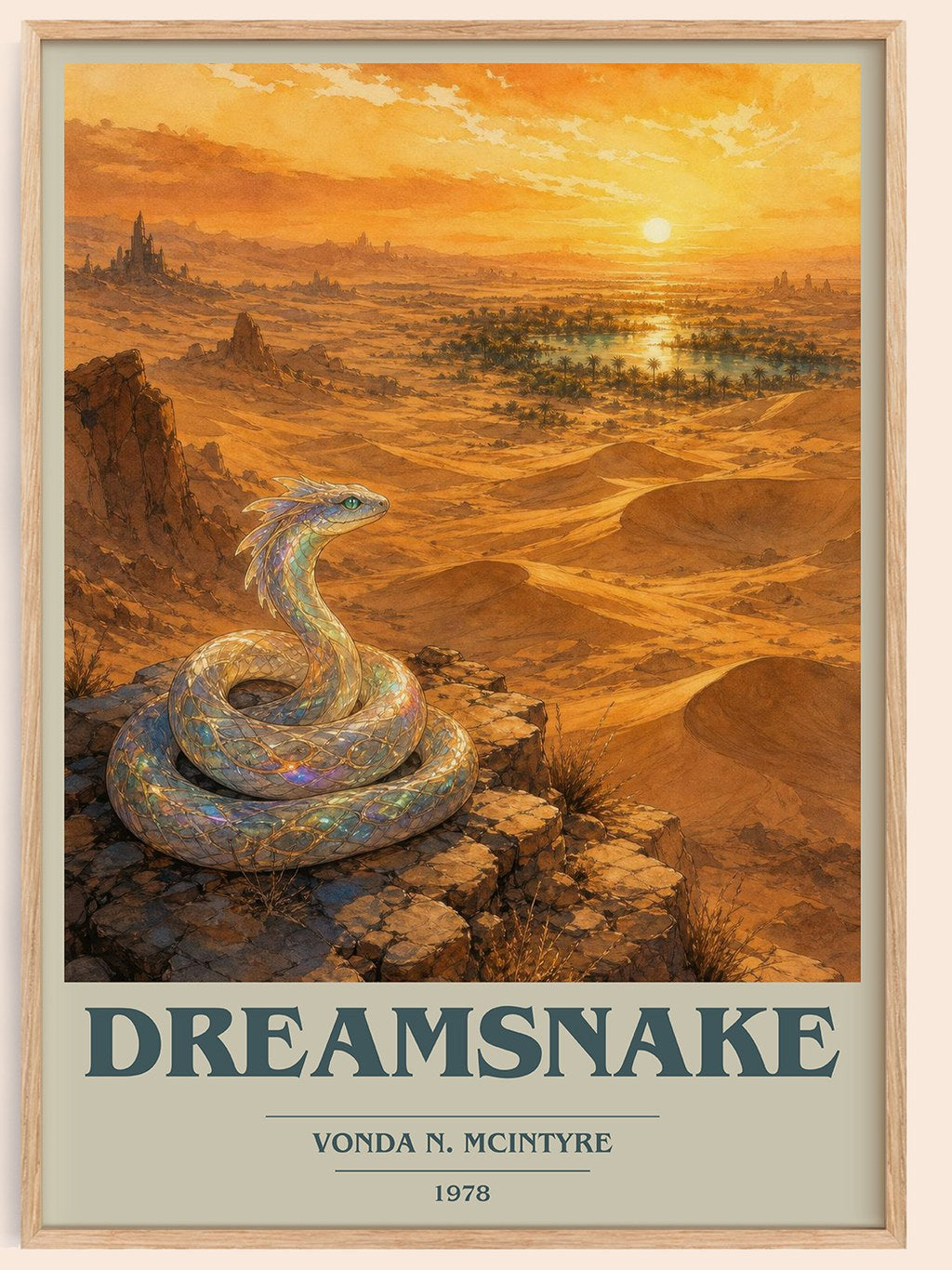 Dreamsnake book cover book poster by Vonda N. McIntyre – framed literary art print