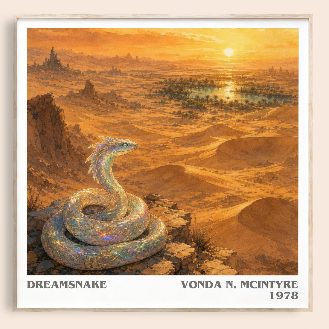Dreamsnake literary book poster by Vonda N. McIntyre – framed literary art print