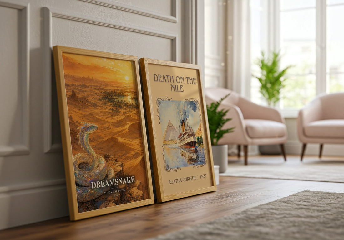 Dreamsnake watercolour print framed by window – literary home decor