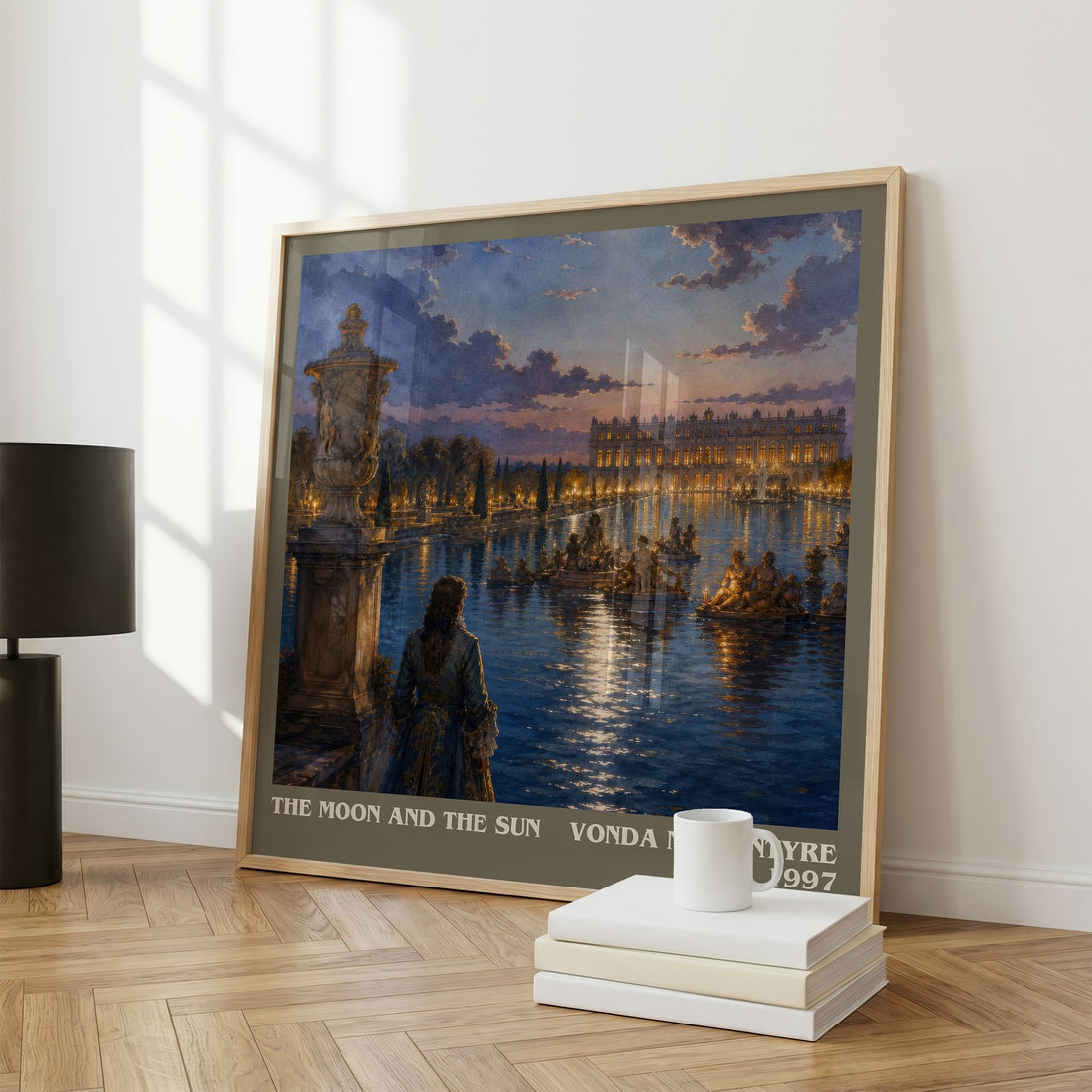 The Moon and the Sun literary print framed by window – literary home decor